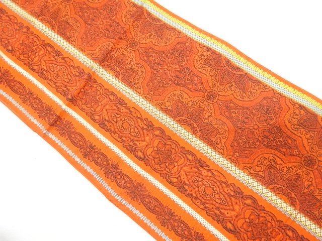 JAPANESE NAGOYA OBI / WOVEN FLOWER CREST & STRIPE